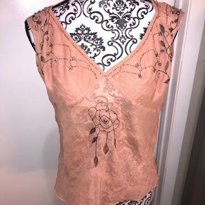 Anthropologie peach silk blouse